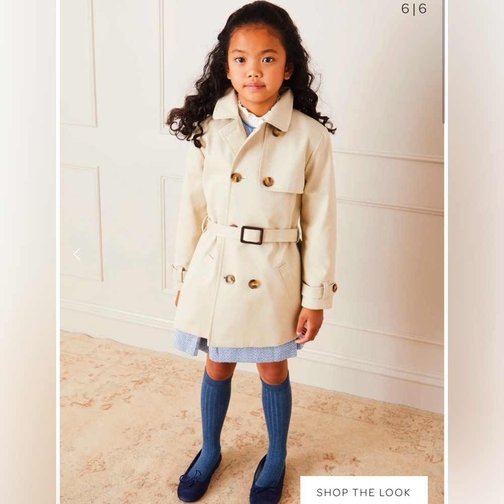 NWOT Pepa London Check Lined Children’s Unisex Beige Trench Coat size 6Y